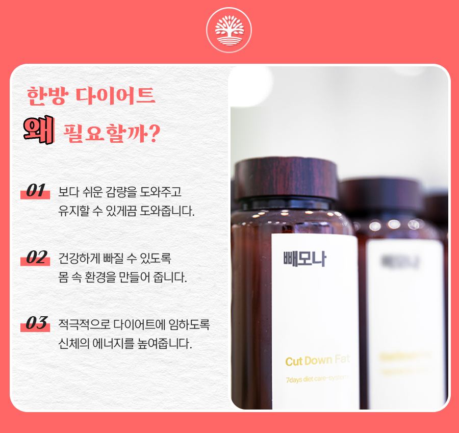 한방 다이어트 제품 병을 소개하는 안내문