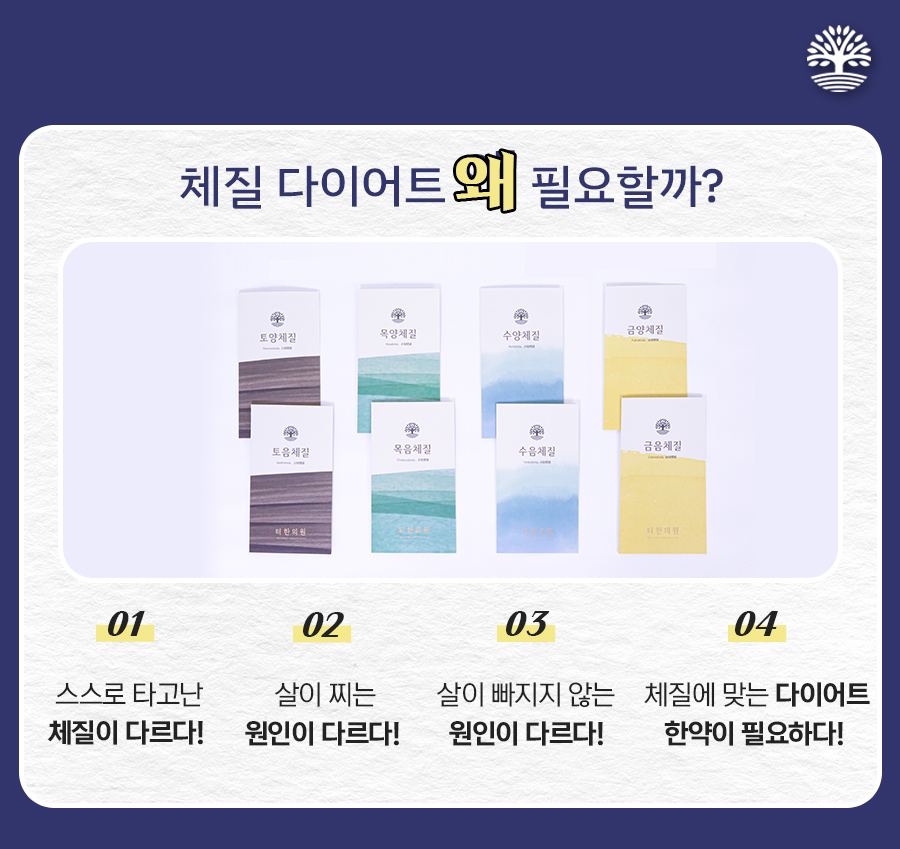 체질별 다이어트 한약의 필요성을 설명한 제품 안내 그래픽